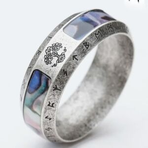 🎆Stainless Steel Viking Yggdras Celtic Knot Tree Ring Size 8